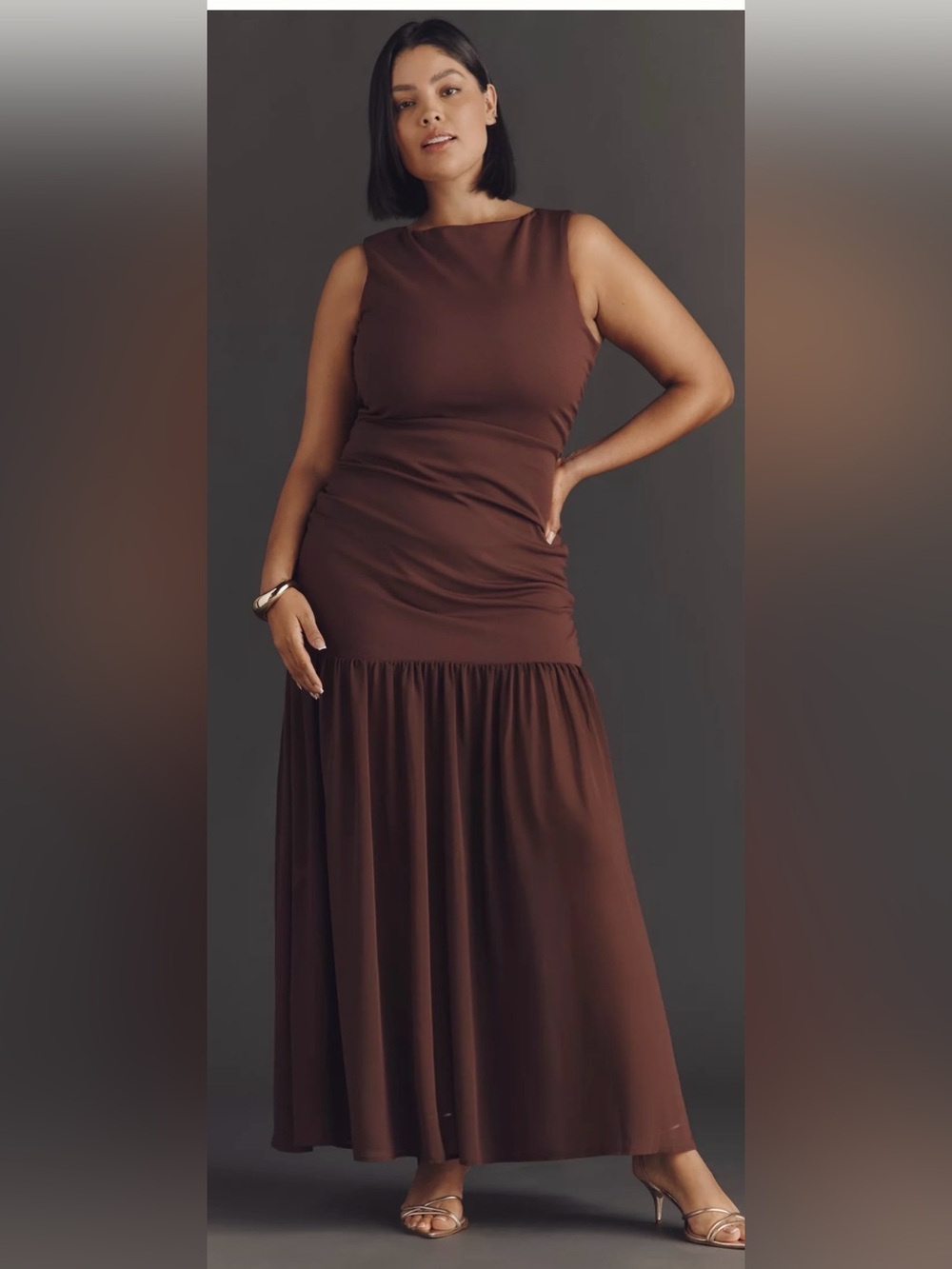 Anthropologie Brown Maxi Dress